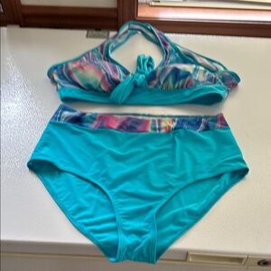 Source Unknown Blue and Pink Bikini Swimwear